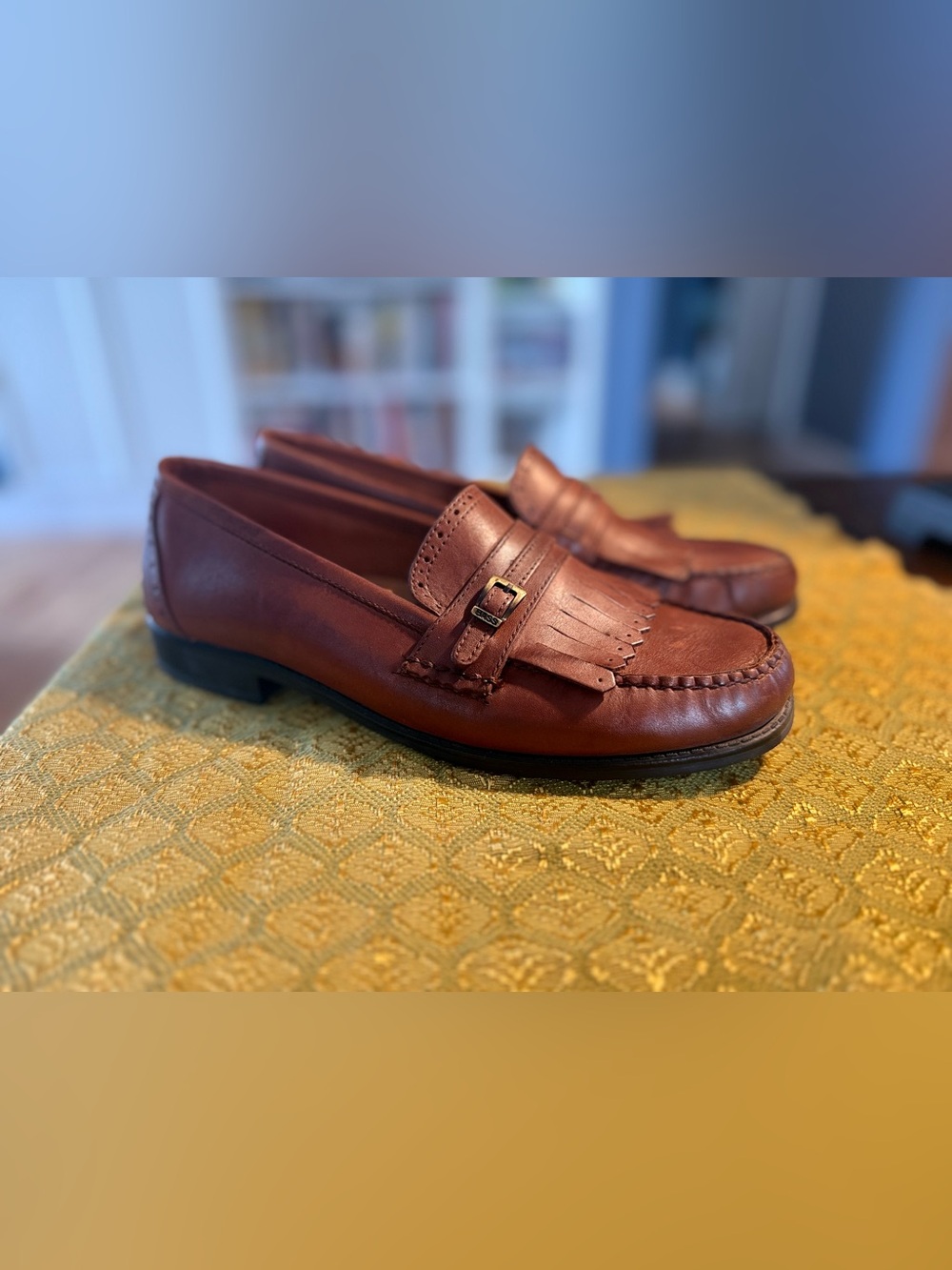 G.H. Bass & Co. Weejuns Harper Brown Leather Kiltie Buckle Loafers 8.5 M